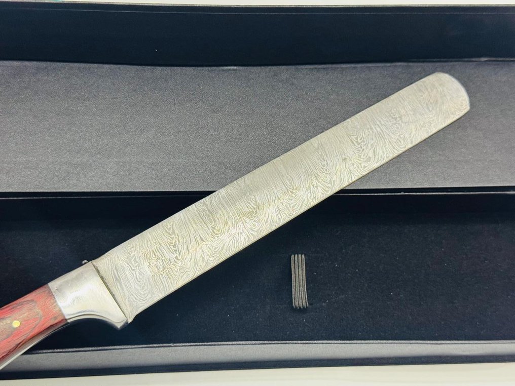 Coltello da cucina -  Coltello giapponese per brisket (089) - Manico in legno esotico giapponese e acciaio piegato 1095/15N20 - Giappone - Coltello giapponese per brisket #3.2