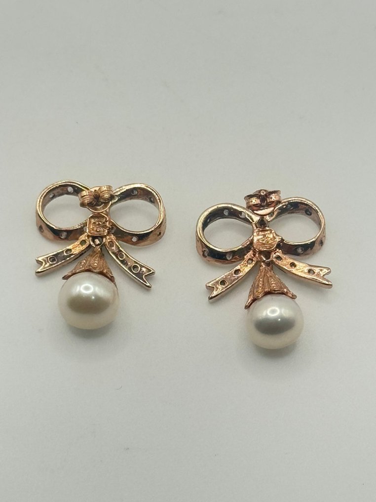 Ingen reservasjonspris - Øredobber - 9 karat Sølv, Rosegull Smaragd - Diamant #4.3