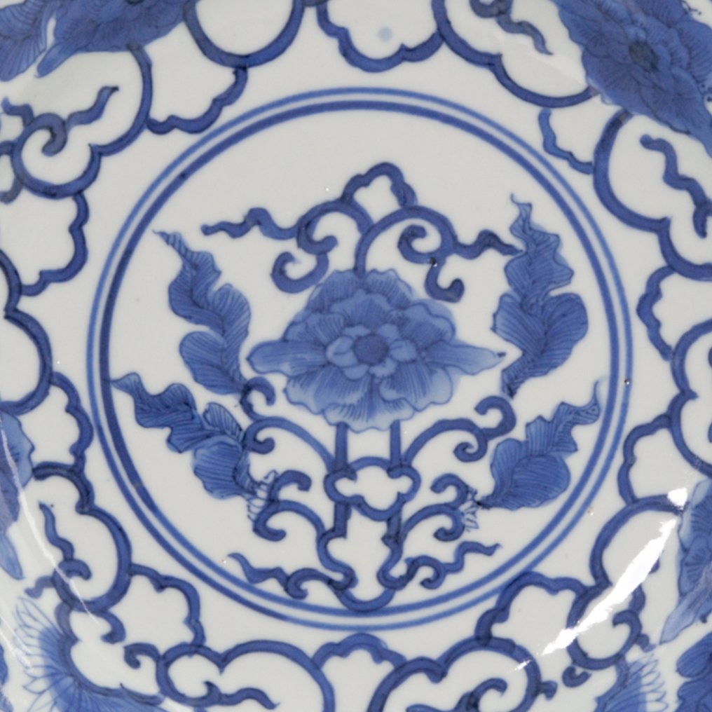 Lotusbloemen - Tányér - Porcelán - jelölt: Kangxi #1.0