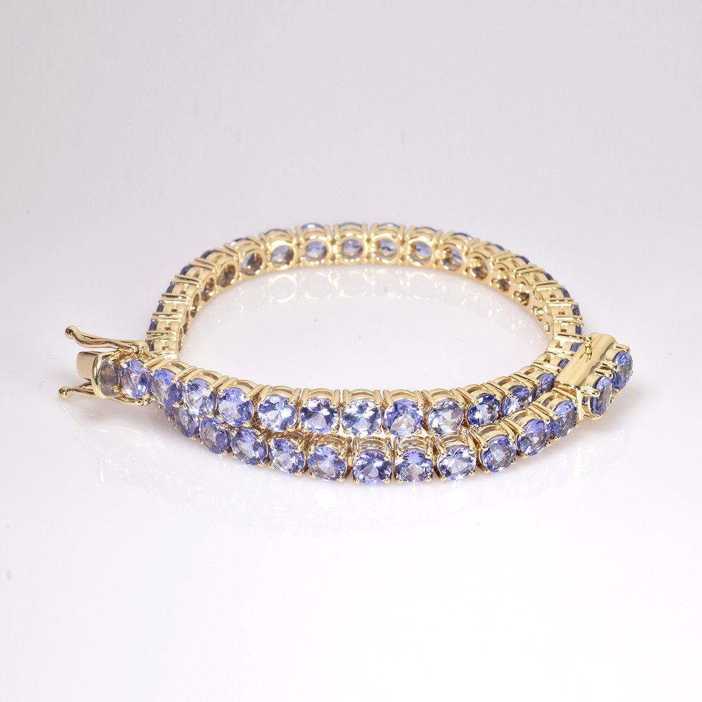 手鈪 - 14 克拉 黃金 -  8.07ct. tw. 坦桑石 - GFCO證書 #1.0