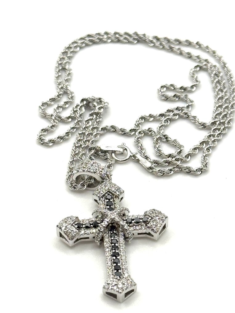 吊坠项链 - 18K包金 白金 -  2.20ct. tw. 钻石 (天然)  - 钻石 #4.3