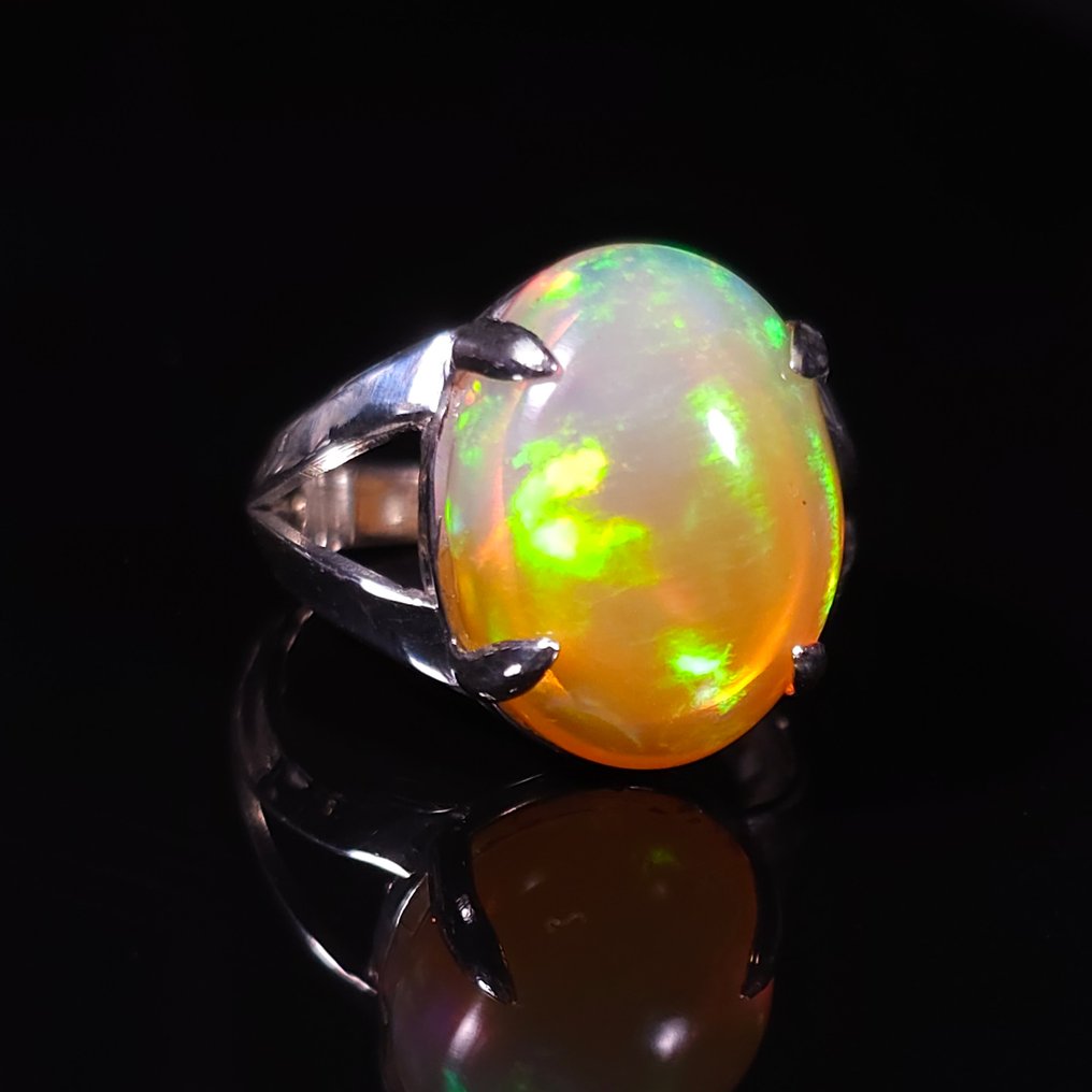 Opal - Silver - Ring - Large, Bright #2.1
