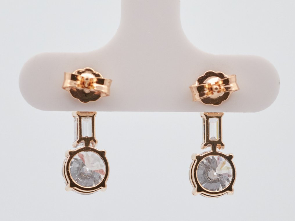 没有保留价 - 耳环 - 14K包金 黄金 -  3.21ct. tw. 钻石 (实验室培育) - 钻石 #3.2