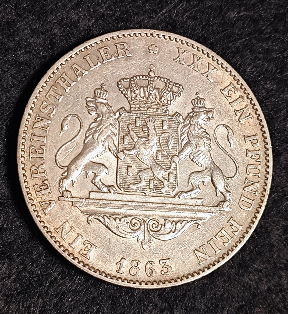 Tyskland, Nassau. Adolf von Nassau. Vereinsthaler 1863 (Ingen reservasjonspris) #1.0