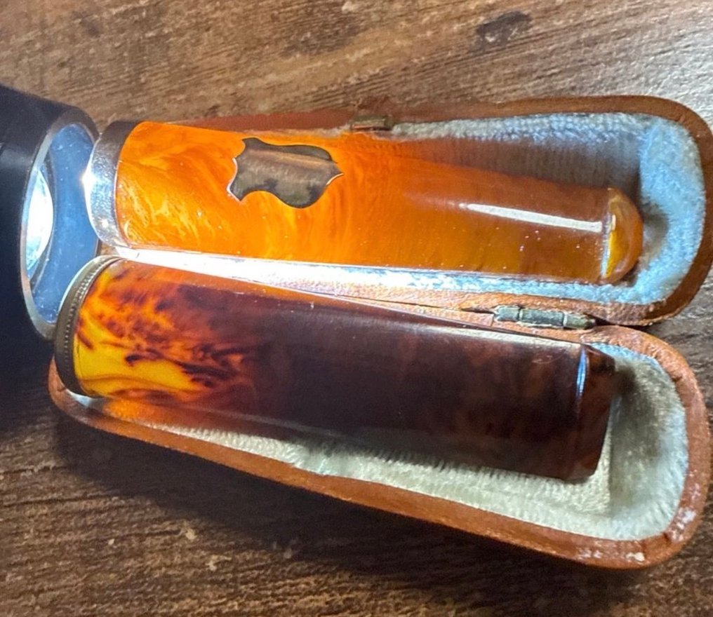 没有保留价 - 烟盒 (2) - 琥珀, 人造树胶 - 2倍精致古董 #1.0