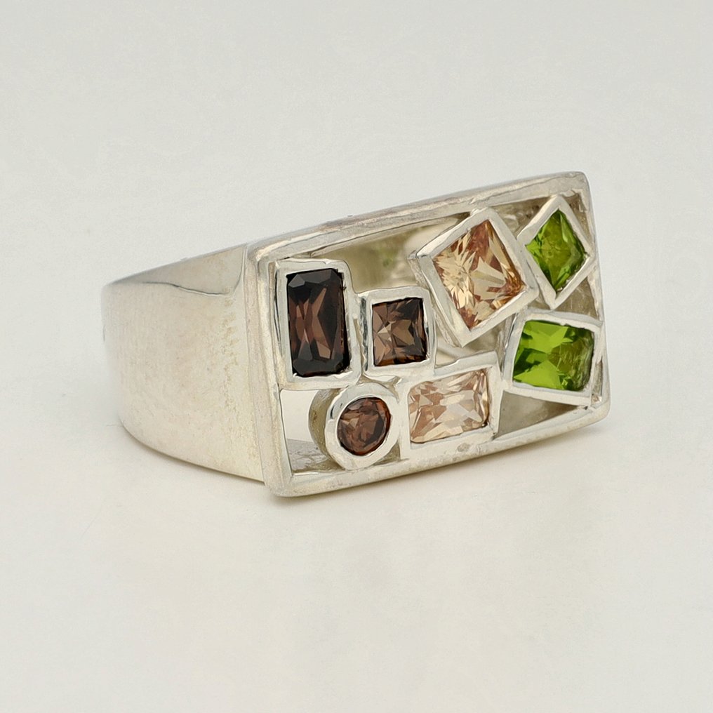 No reserve price - Ring Silver - Various gemstones #4.3