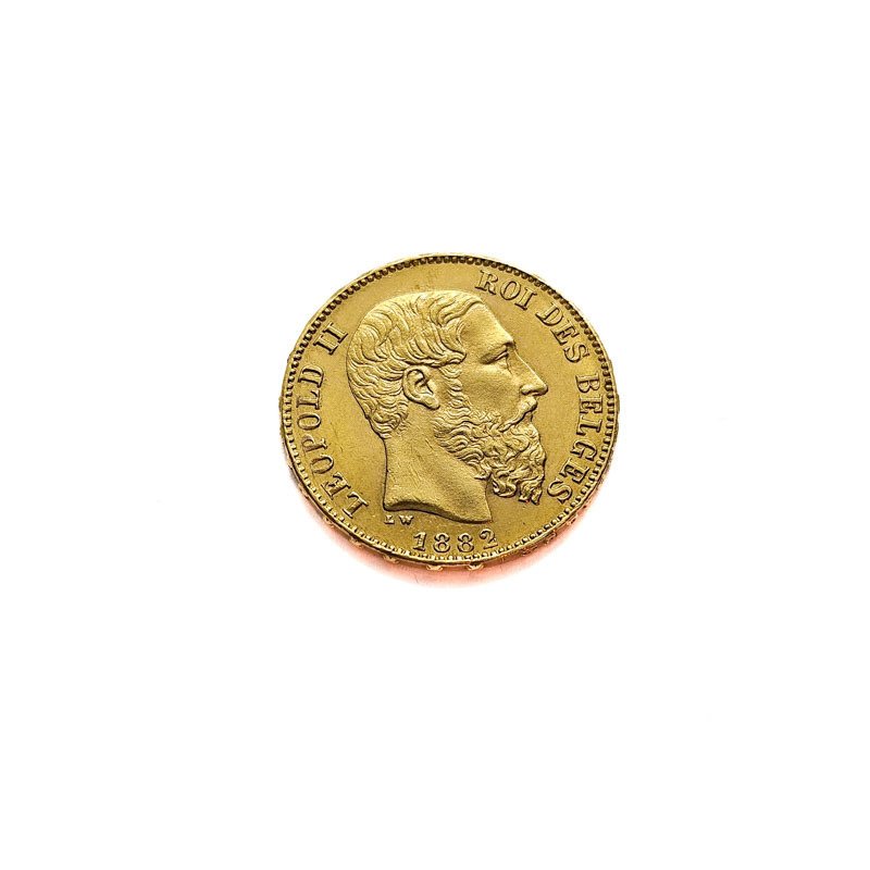 比利時. 利奧波德二世. 20 Francs 1882 Leopold II #1.0