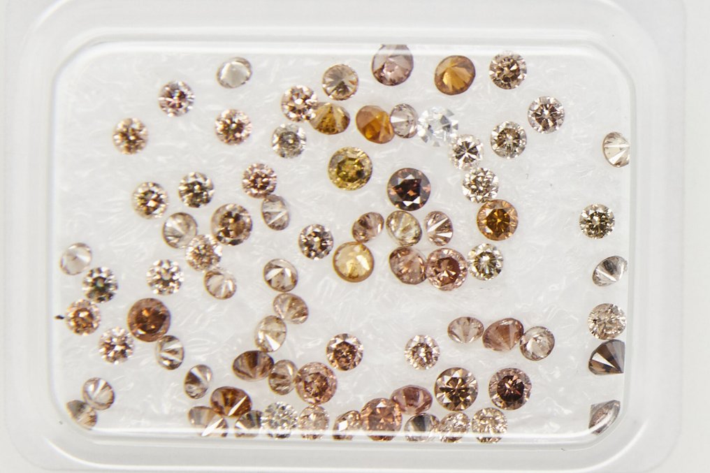 χωρίς τιμή ασφαλείας - 78 pcs Διαμάντι  (Επεξεργασμένου χρώματος)  - 1.19 ct - Στρογγυλό - VS1, VS2, SI1, SI2, I1, I2, I3 - Gem Report Antwerp (GRA) #2.1