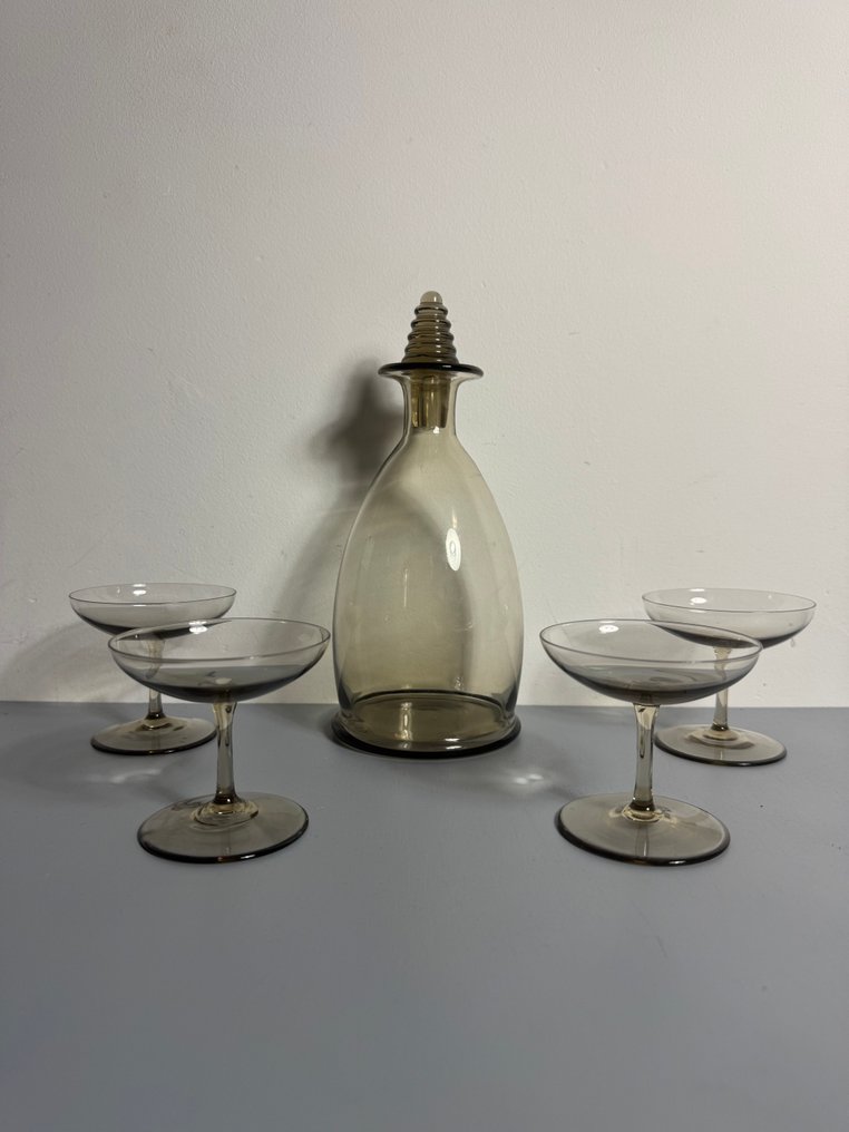 杯具組 - 优雅的查特酒利口酒棒，艺术装饰风格——马斯特里赫特水晶厂 - 玻璃 #1.0