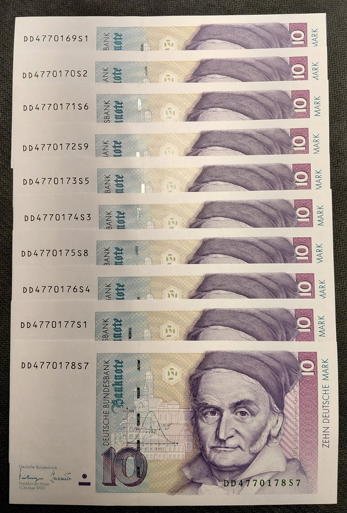 Γερμανία. - 10 x 10 Mark - 1993 - Consecutive - Pick 38c  (χωρίς τιμή ασφαλείας) #1.0