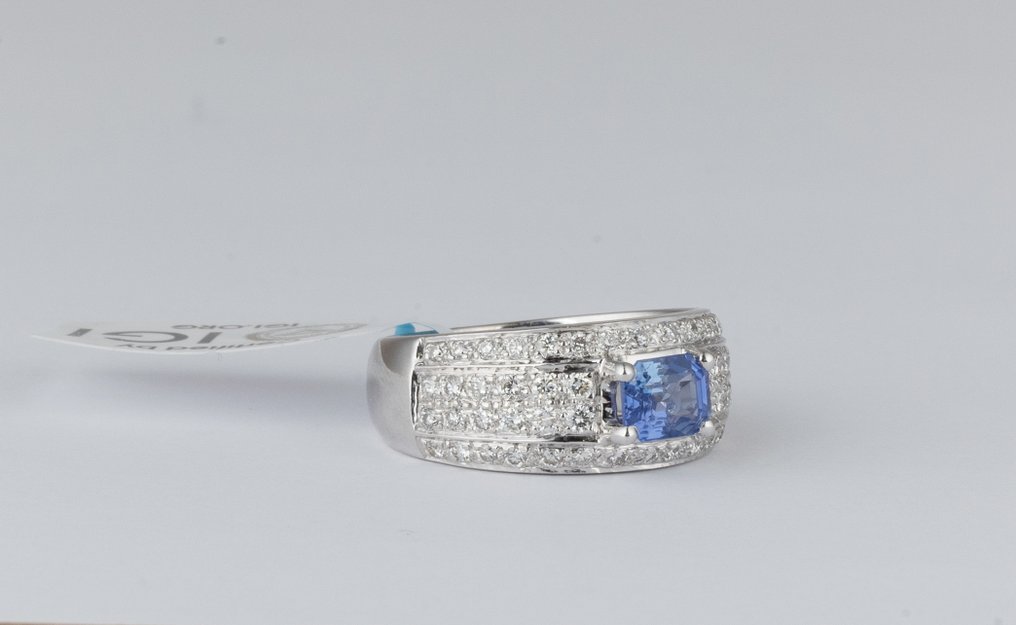 沒有保留價 - 戒指 - 18 克拉 白金 -  1.80ct. tw. 藍寶石 - 鉆石 #1.0