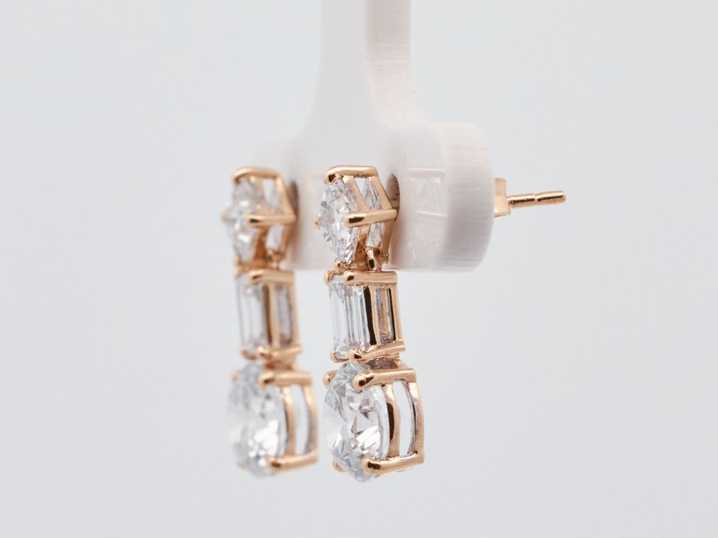 没有保留价 - 耳环 - 14K包金 黄金 -  3.21ct. tw. 钻石 (实验室培育) - 钻石 #4.3