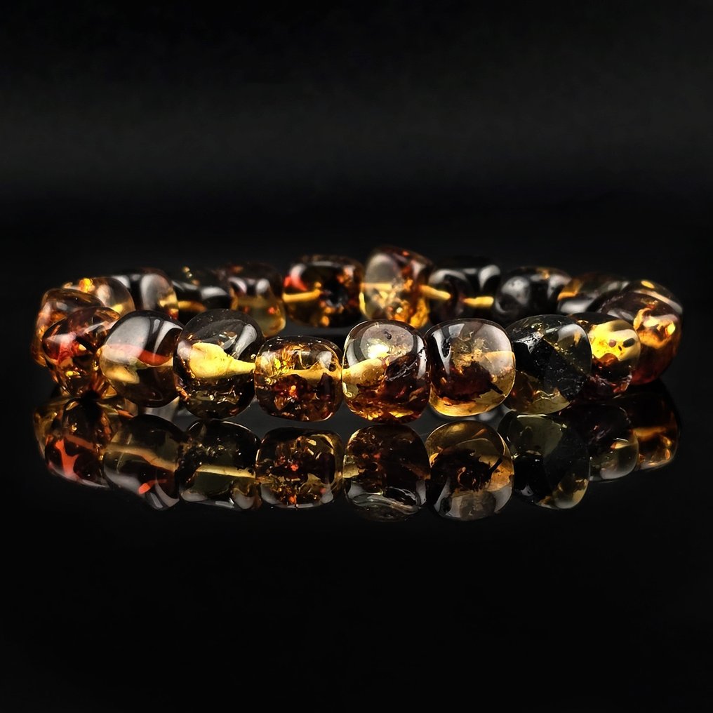 Deep Cognac BALTIC AMBER Armband – Polierte Fossilperlen aus natürlichem Licht. - Bernstein  (Ohne mindestpreis) #1.0