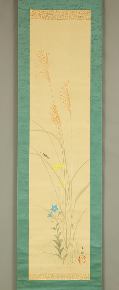 Praying Mantis Among Autumn Grasses with Original Box (Tomobako) - Tamaya Shunki 玉舎春輝 (1880-1948) - Ιαπωνία (χωρίς τιμή ασφαλείας) #2.1