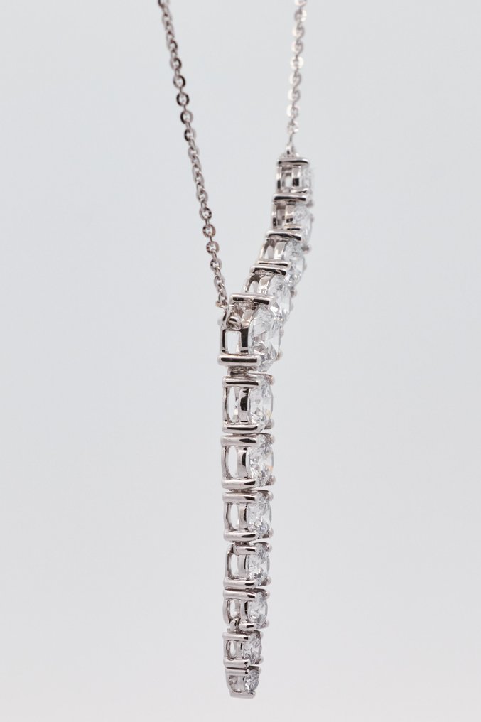 Zonder minimumprijs - Halsketting - 14 karaat Witgoud - 3.46ct. tw. Diamant (Lab-grown) - Diamant #2.1