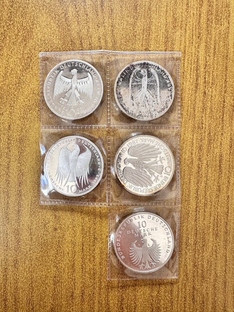 Duitsland, Bondsrepubliek 10 Mark anni vari (5 monete commemorative)  (Zonder minimumprijs) #1.0