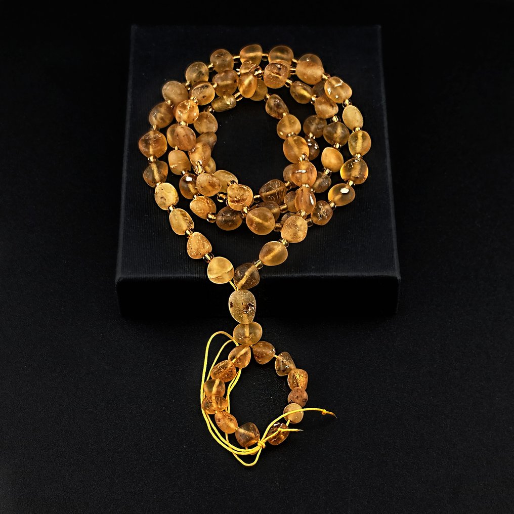 Authentic Baltic Amber Necklace – Smooth Oval Fossil Beads in Warm Honey Shades - Amber (No reserve price) #3.2