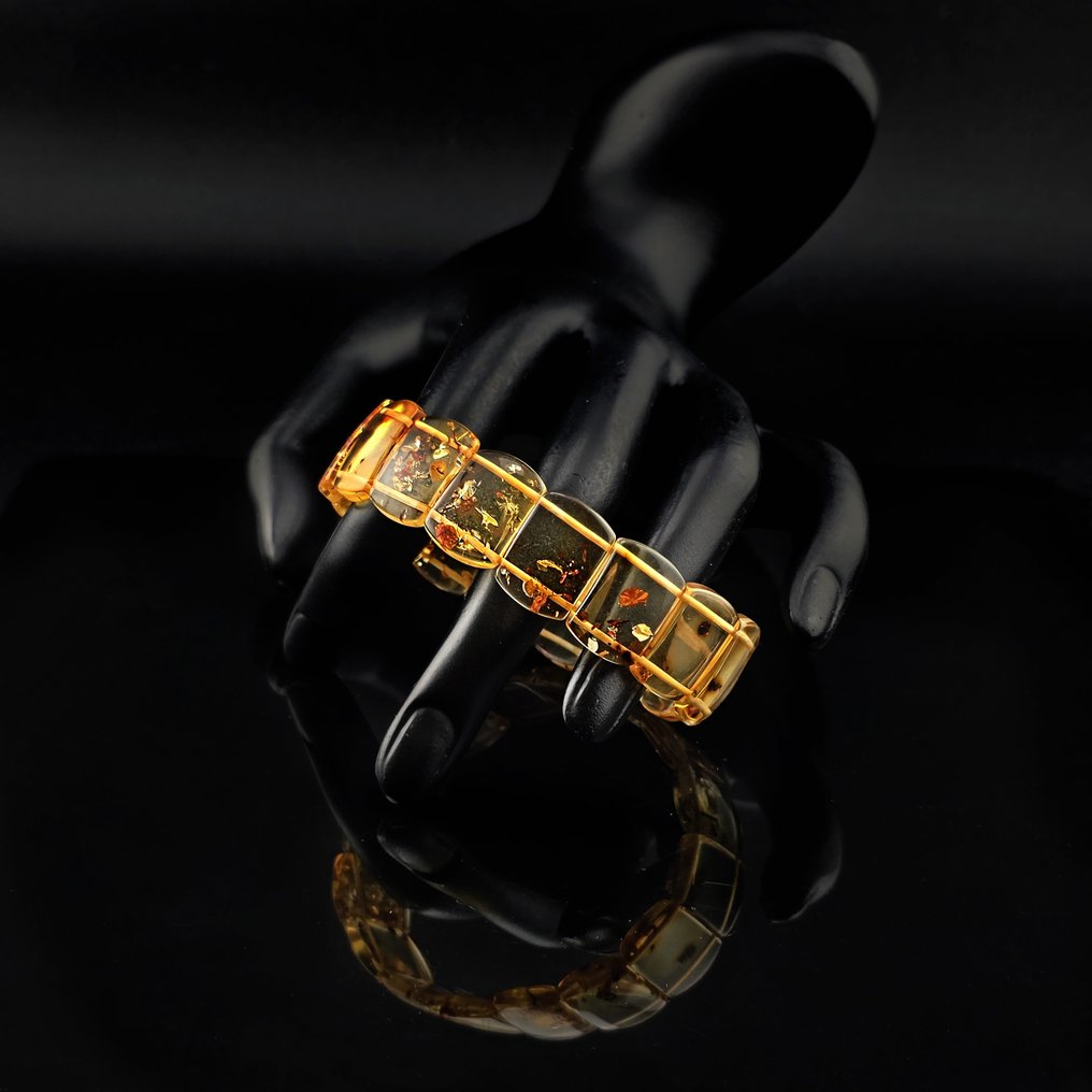 Elegante Baltische barnsteenarmband – Gepolijste fossielsegmenten in warme honingkleur - Barnsteen (Zonder minimumprijs) #2.1