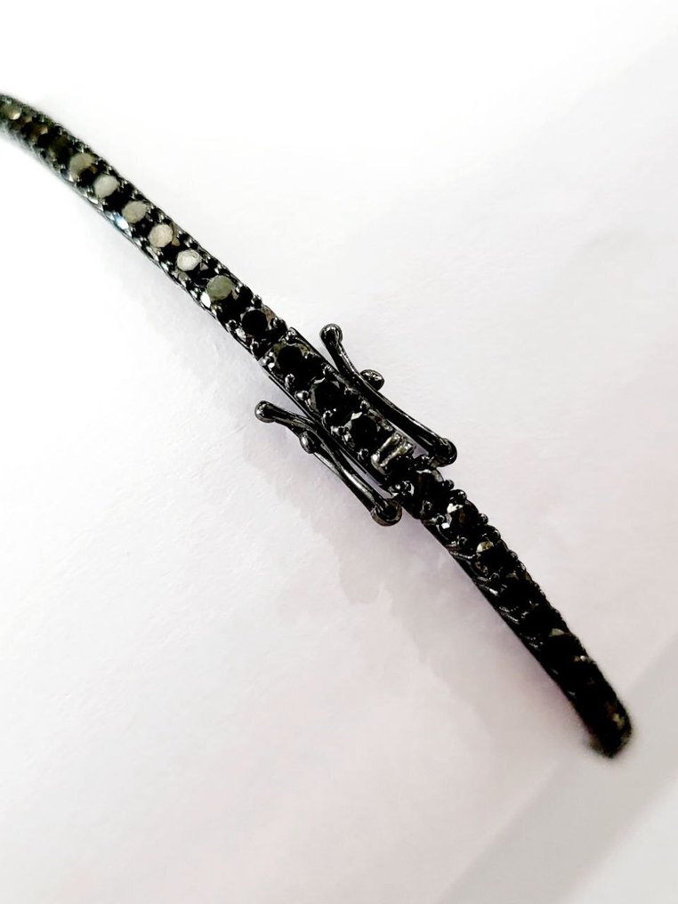 Βραχιόλι τένις - 18 καράτια Λευκός χρυσός -  7.10ct. tw. Διαμάντι (Επεξεργασμένου χρώματος)  - Κατασκευασμένο στην Ιταλία #4.3