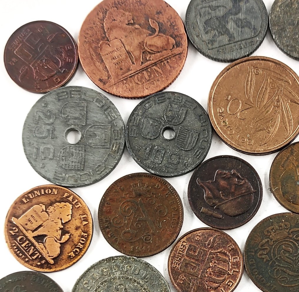Belgium. Small Collection of 38 Coins (mixed lot, several dates, good for sellers)  (Nincs minimálár) #3.2