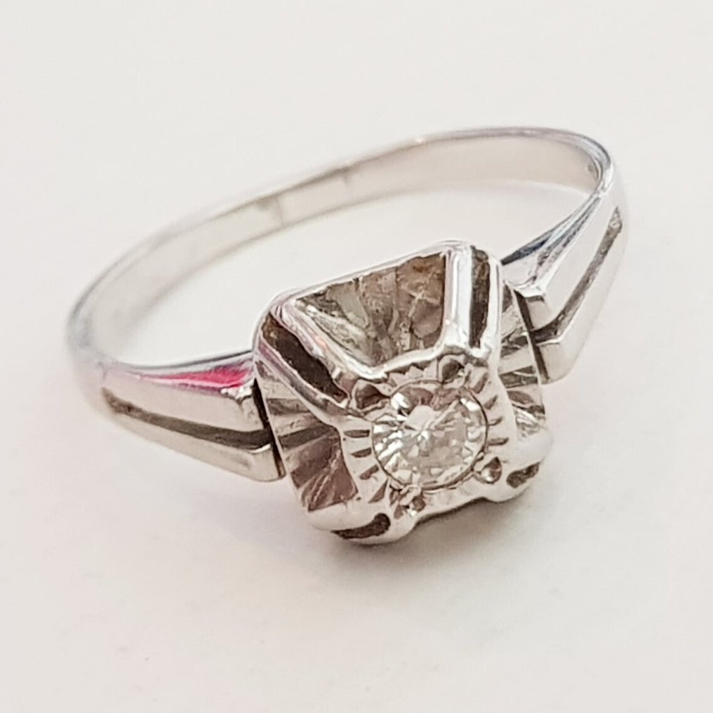 Δαχτυλίδι αρραβώνων - 18 καράτια Λευκός χρυσός - 0.10ct. tw. Διαμάντι (Φυσικού χρώματος) #1.0