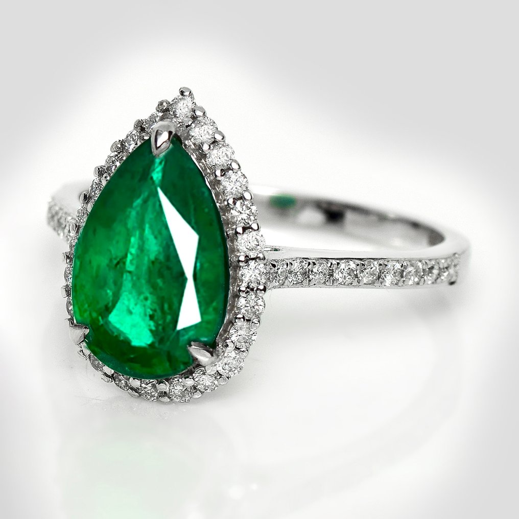 Sem preço de reserva - Anel HRD 1,91 ct Verde Intenso - 2.28ct. tw. Esmeralda - Diamante #2.1