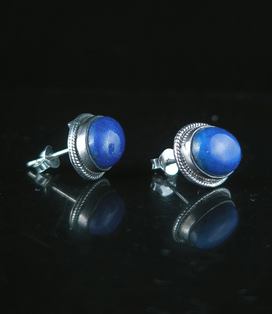 Lapislázuli Vedhæng i ægte sølv - Højde: 13 mm - Bredde: 11 mm- 3.88 g - (1) #1.0