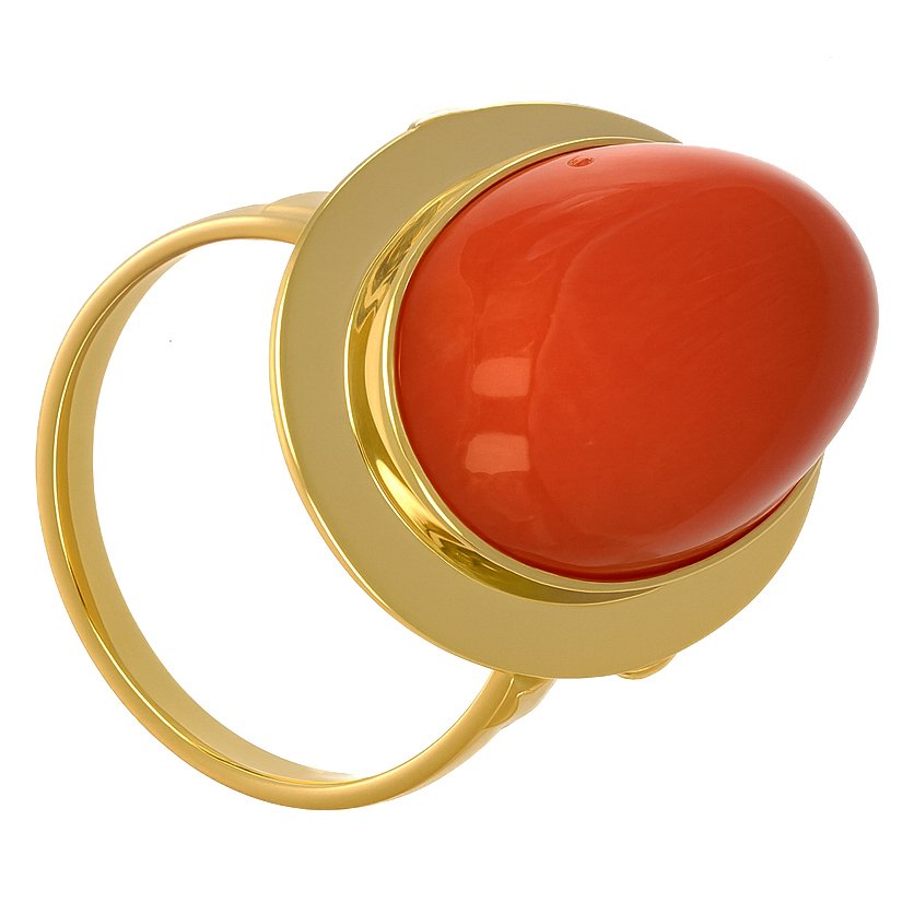 戒指 - 18 克拉 黃金 珊瑚 #1.0