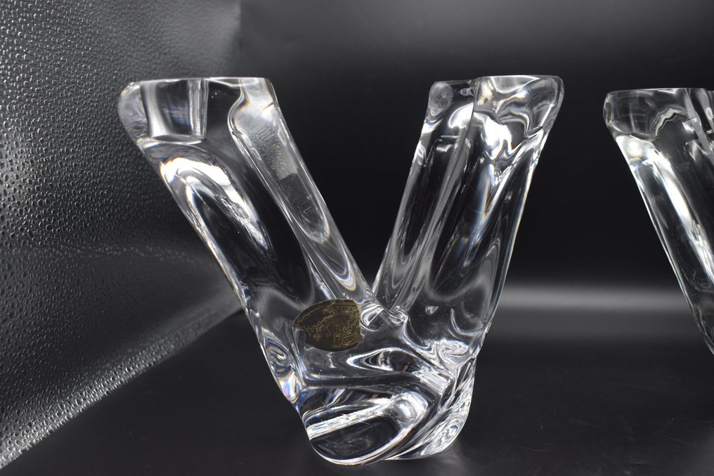 Val Saint Lambert - Κηροπήγιο Σχεδιασμός δεκαετιών 1960-1970 (2) - Κρύσταλλο - Δύο μοντέρνα κηροπήγια. #1.0