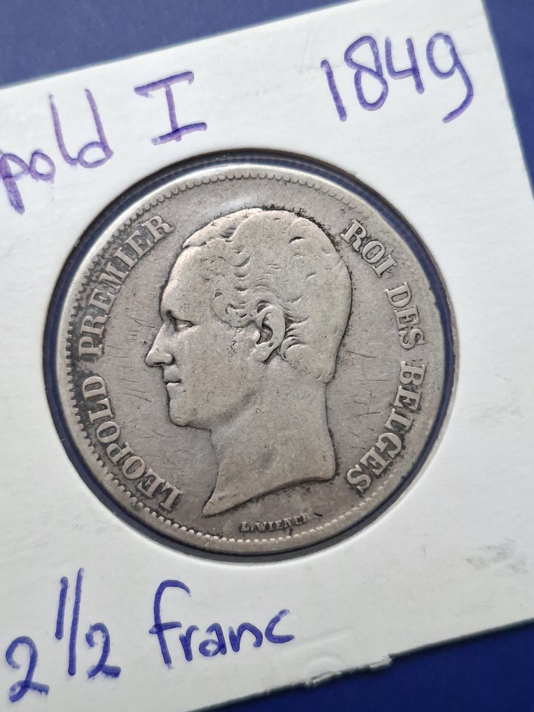 Belgio. Leopoldo I. 2 1/2 Franc 1849 #1.0