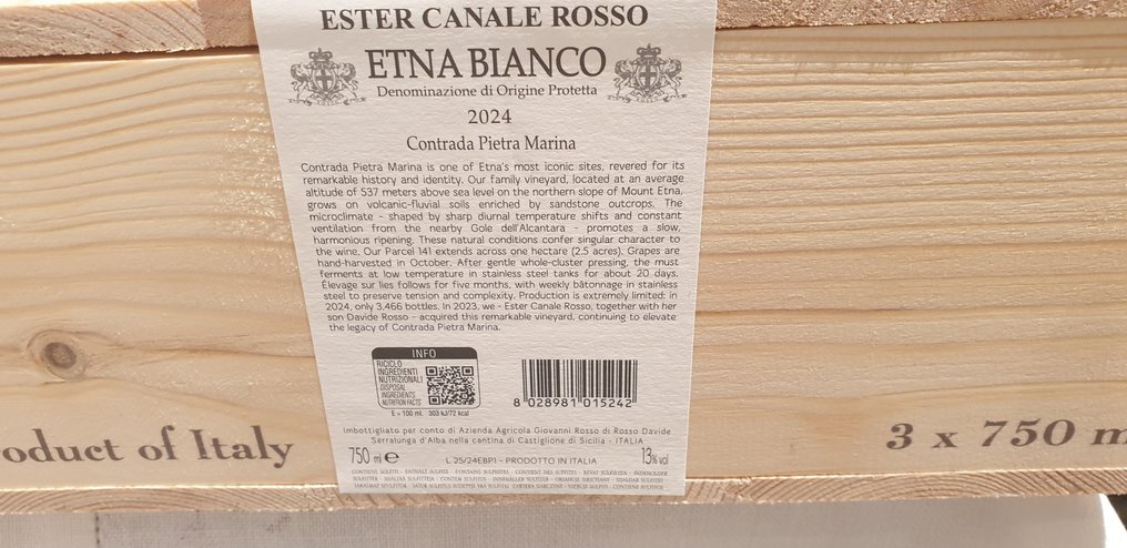 2024 Ester Canale, Etna Bianco "Pietra Marina" - Sicily - 3 Bottles (0.75L) #1.0