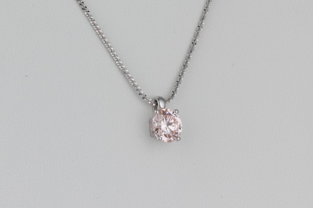 Ingen mindstepris - Kæde - 14 karat Hvidguld -  1.50ct. tw. Lyserød Diamant (Laboratoriedyrket diamant i fancy farver) - Fancy Intense Pink-VS1 #4.3
