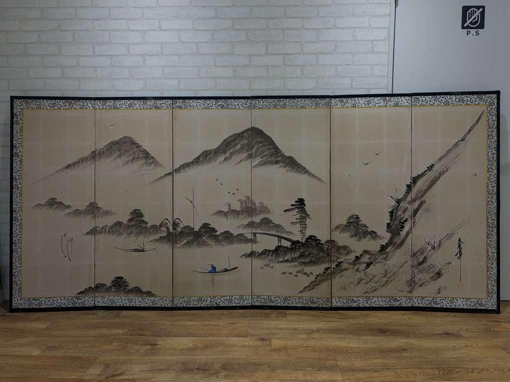 日本折叠屏风 - 木, 纸 - 日本 - 风景/花/鸟 #1.0