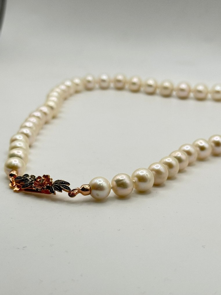 Fără preț de rezervă - Colier Argint Perlă - Diamant #2.1