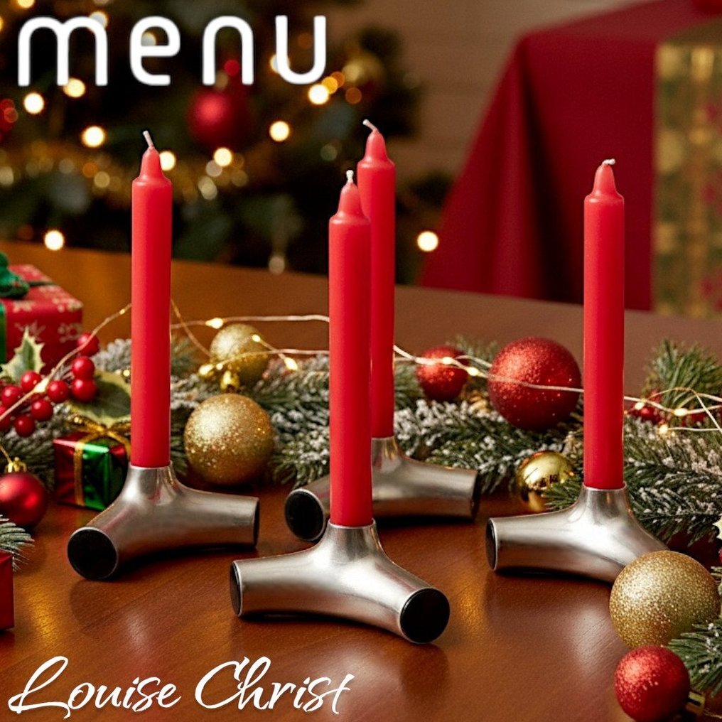 Menu - Candeliere - 4x Portacandele di Design con 4x Candele Incluse - Designed by Louise Christ - RARE OUT OF STOCK (8) - Alluminio, Metallo #1.0