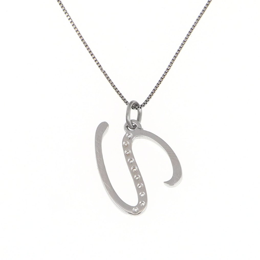 χωρίς τιμή ασφαλείας - Κολιέ με μενταγιόν - 18 καράτια Λευκός χρυσός Διαμάντι (Φυσικό)  #4.3