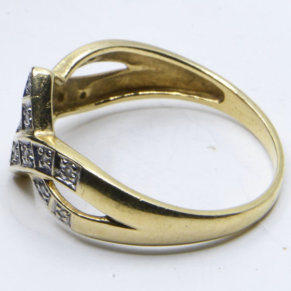 Ring - 18 karat Gull -  0.17ct. tw. Diamant (Naturlig)  #2.1