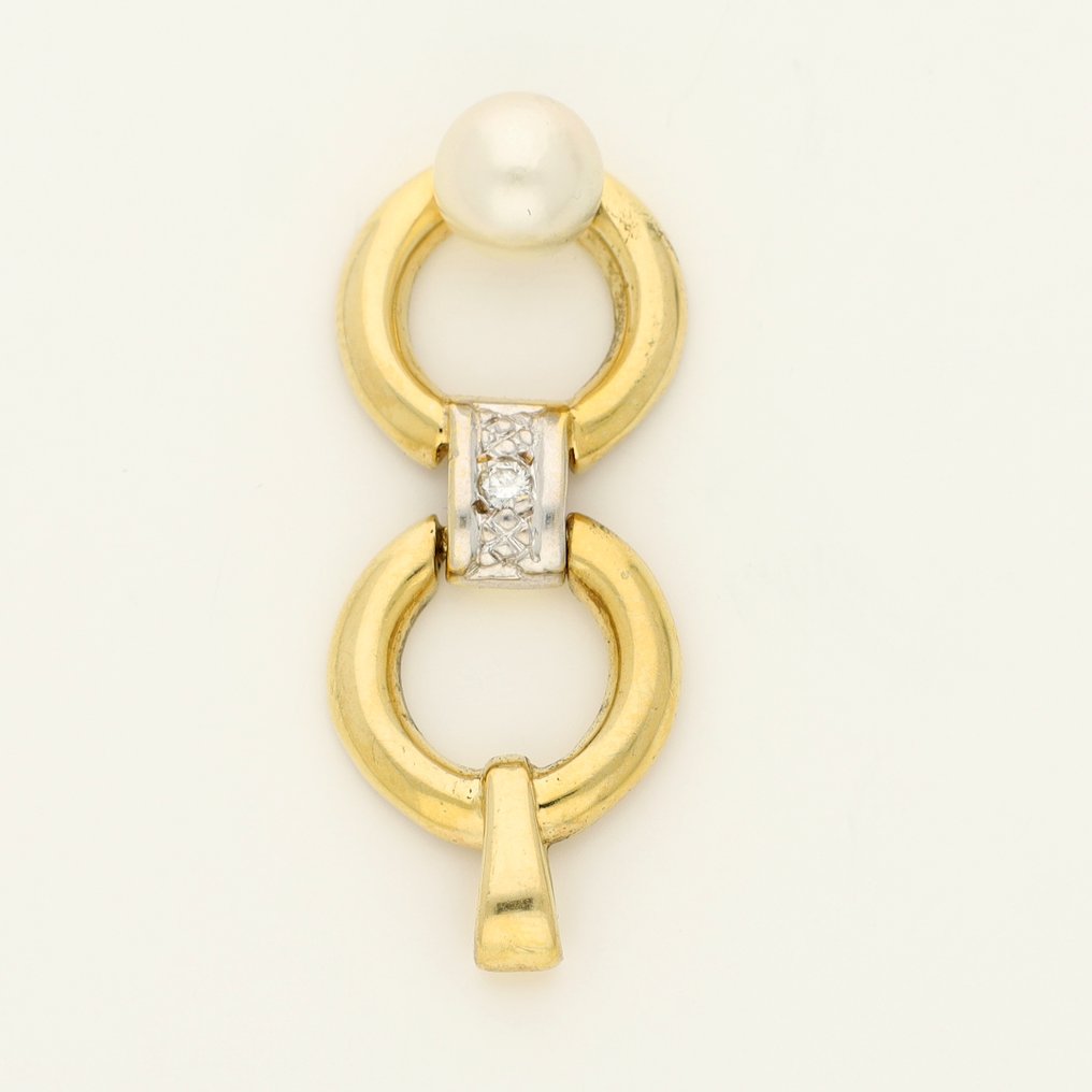 Κρεμαστό κόσμημα - 18 καράτια Κίτρινο χρυσό, Λευκός χρυσός - 0.01ct. tw. Διαμάντι (Φυσικό) #3.2