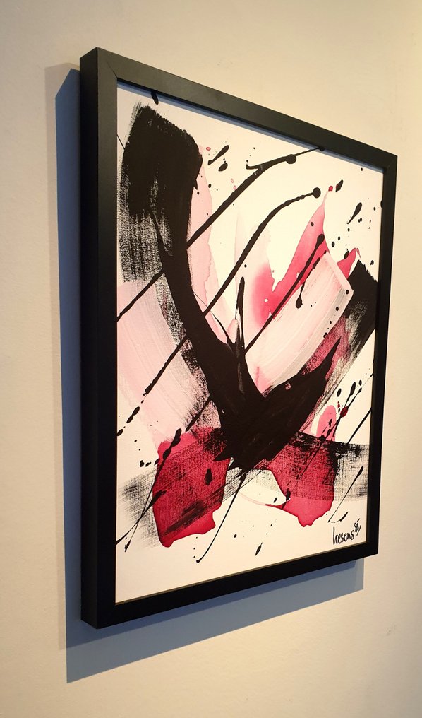 Liesens - Red red Rain (handpainted on canvas) met lijst #2.1