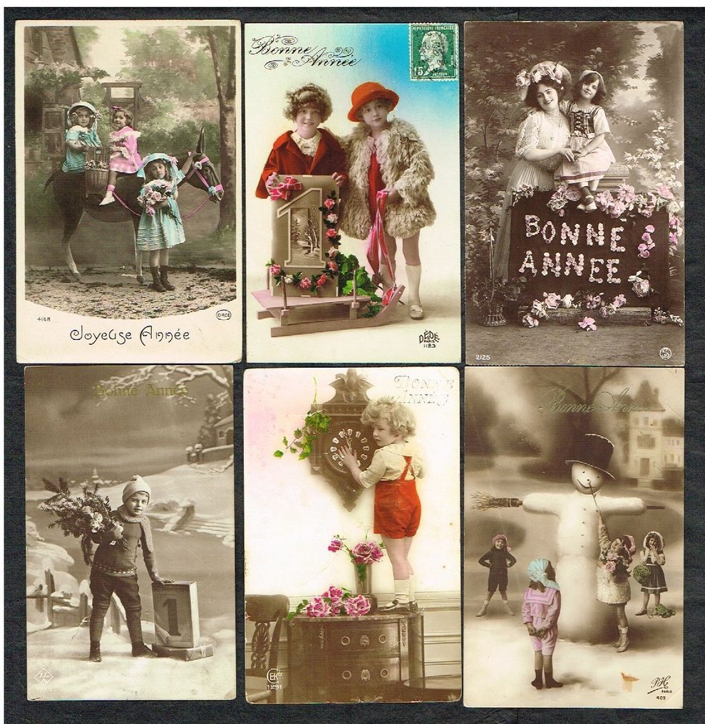 新年快乐，祝你新年快乐——一套包含121张已写好和未写的明信片。 - 明信片 (121) - 1900-1960 #1.0