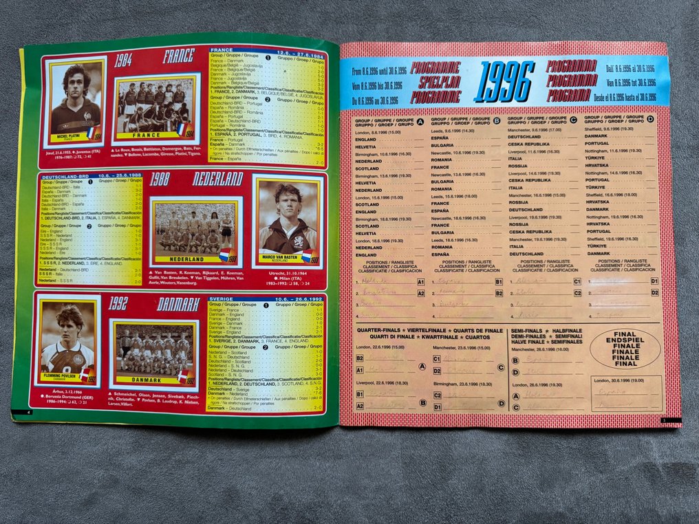 Panini Euro 96 Zinedine Zidane Includes original order form Complete album - Good (GD) #3.2