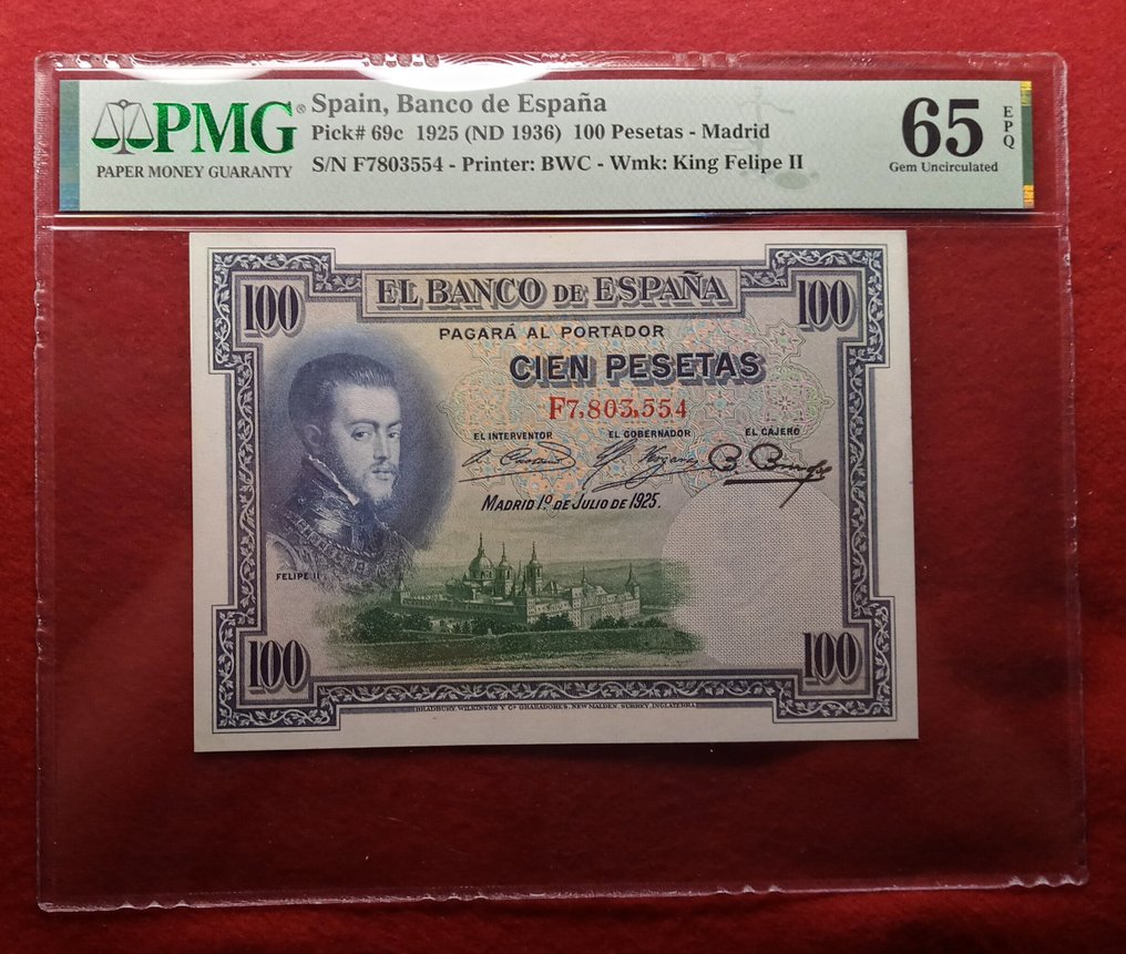 Espanha. - 100 Pesetas 1925 (1936) - Pick 69c (Sem preço de reserva) #1.0