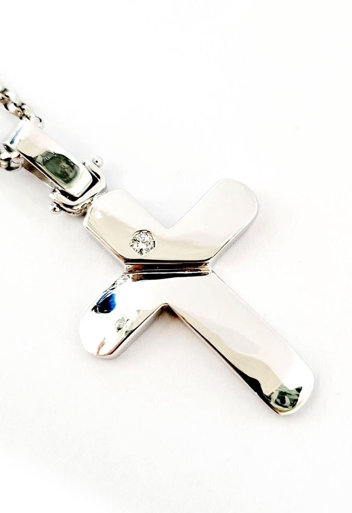 Estrò - Kaulakoru riipuksella - 18 kt. Valkokulta -  0.05ct. tw. Timantti (Luonnollinen)  #2.1