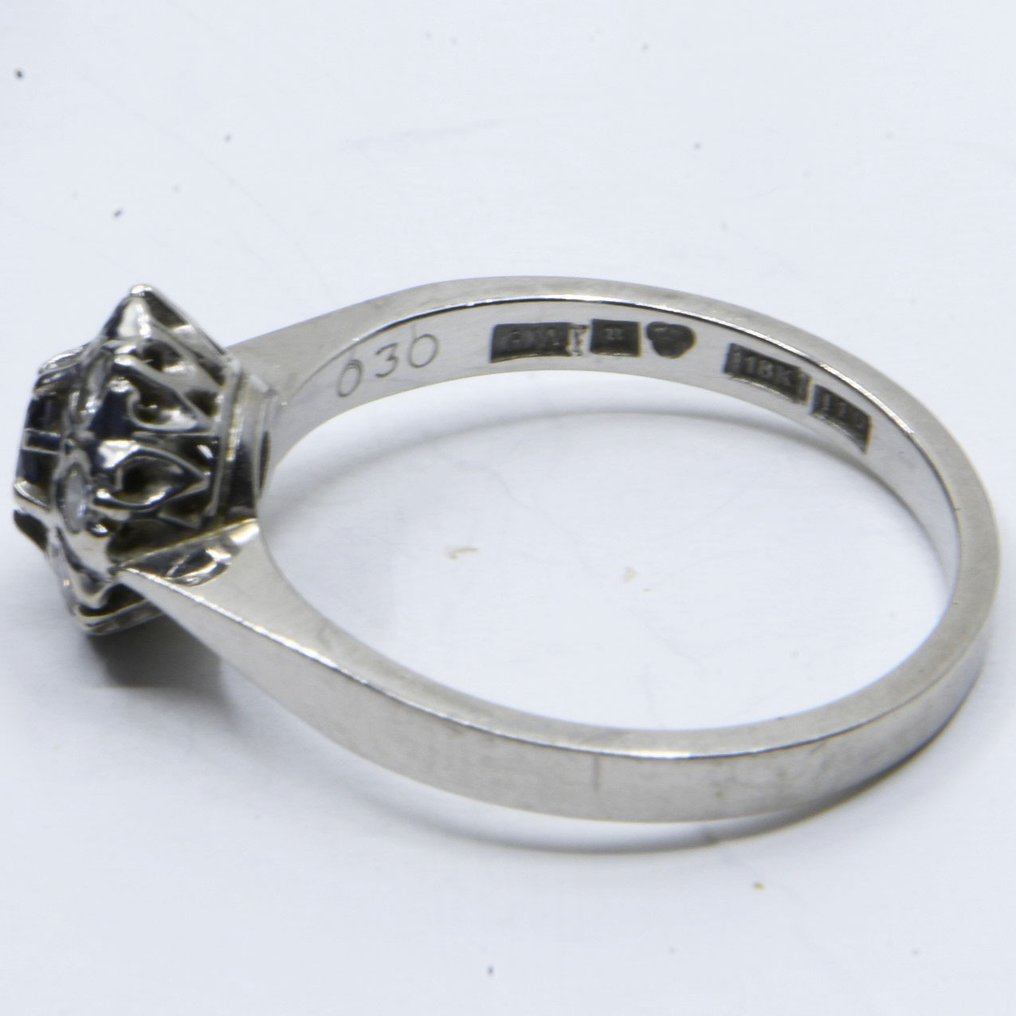 Bague - 18 carats Or jaune - 0.30ct. tw. Saphir - Diamant #2.1