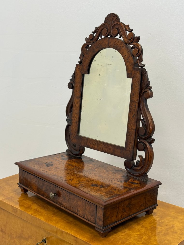 Table mirror - Burr walnut - Toilette Carlo X #1.0