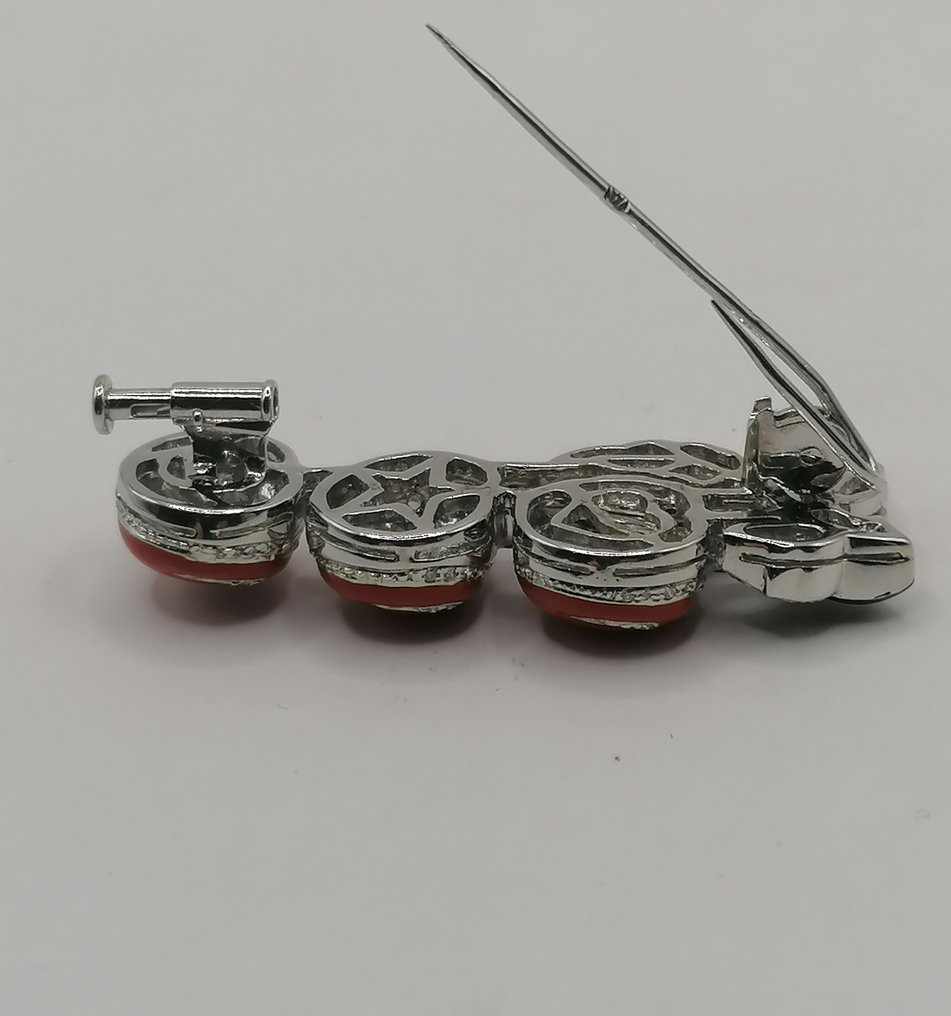 胸针 - 18K包金 白金 -  0.25ct. tw. 钻石 (天然)  #4.3