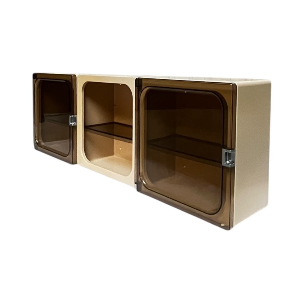 Wall shelf unit - Plastic, Acrylic - Three modular vintage cube set #1.0