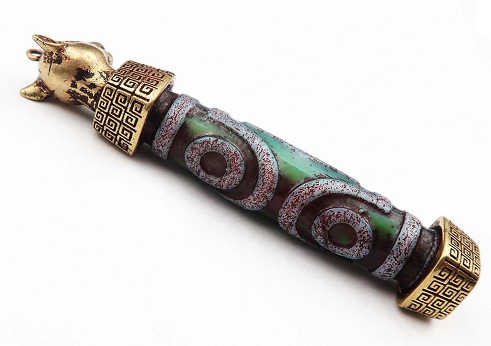 Amulette Dzi - Dzi με 3 μάτια «Πράσινη Tara» - Ασπίδα κατά του αρνητικού - Φυλακτό #3.2