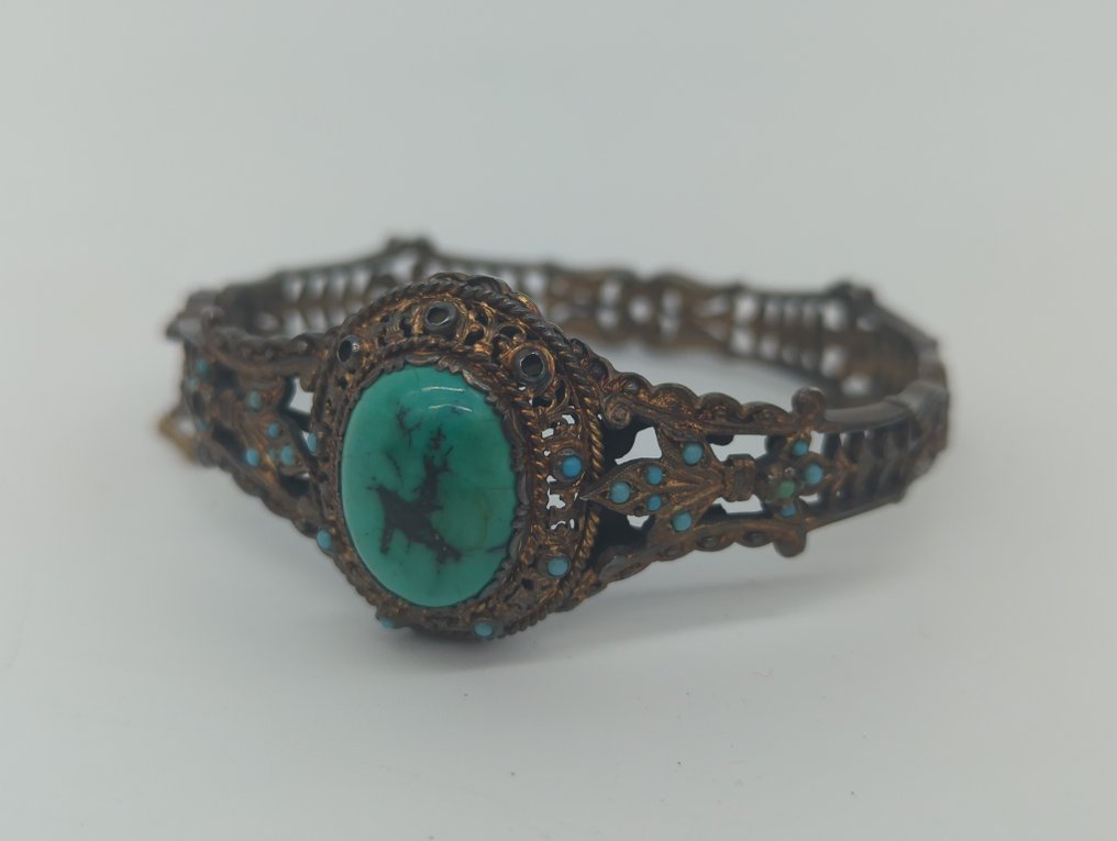 绿松石 - 银 - 手镯 - 银手镯配有绿松石 #1.0