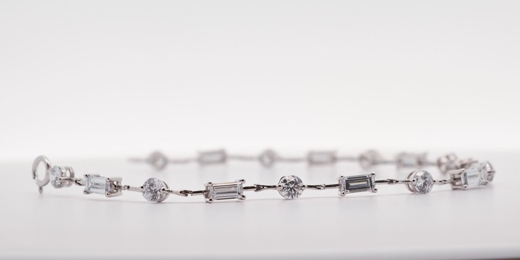 Zonder minimumprijs - Armband - 14 karaat Witgoud -  3.44ct. tw. Diamant (Lab-grown) #2.1